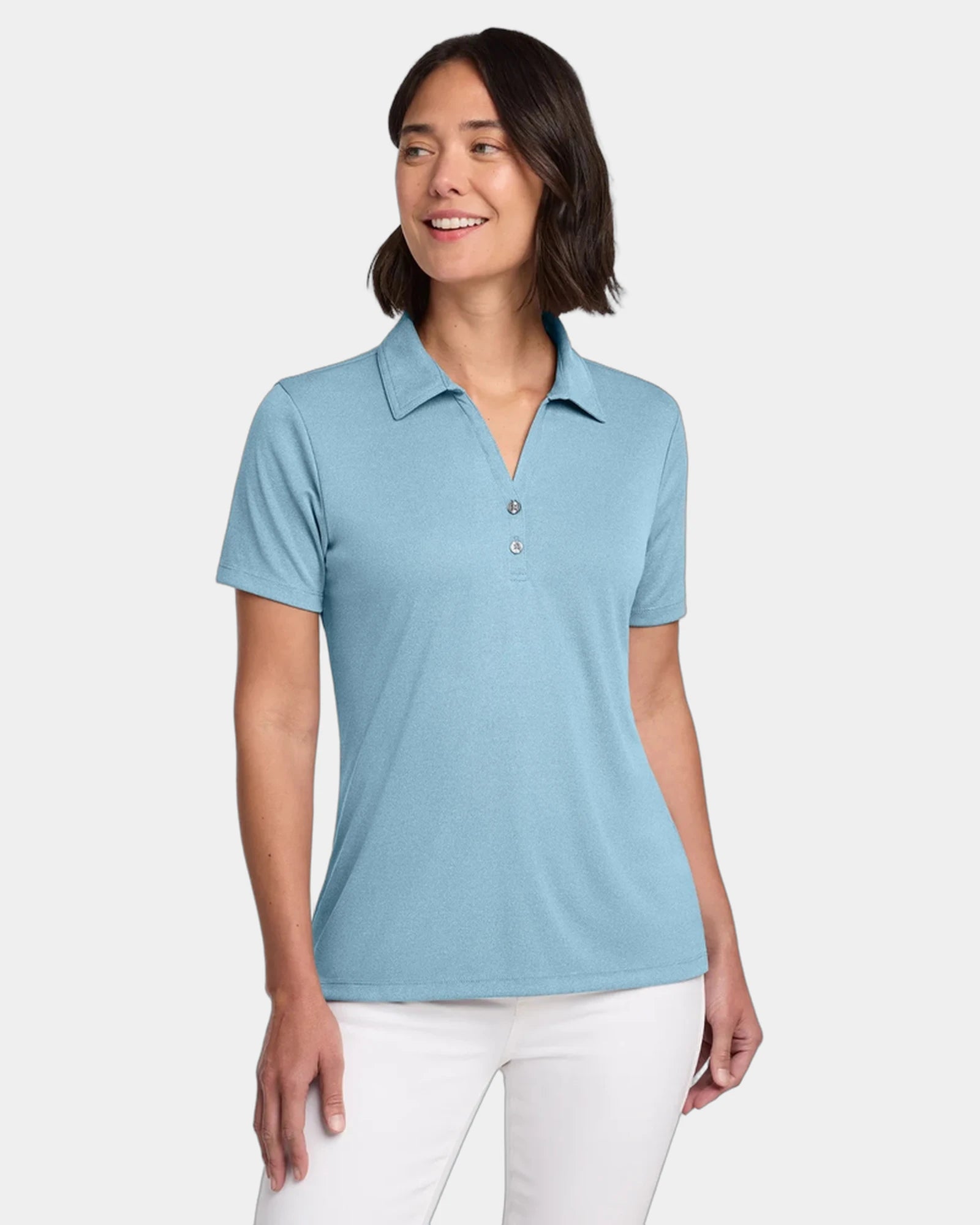 Custom women's performance polo quick-drying 4-way stretch - Brilliant Blue Heather